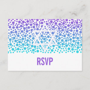 Confetti Dots Lila Teal Bat mitzvah OSA Kort