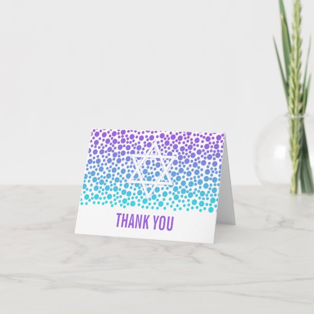 Confetti Dots Lila Teal Bat mitzvah Tack (Framsida)