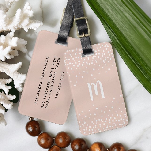 Confetti Dots Monogram Luggage Tag |  Bagagebricka (Skapare uppladdad)