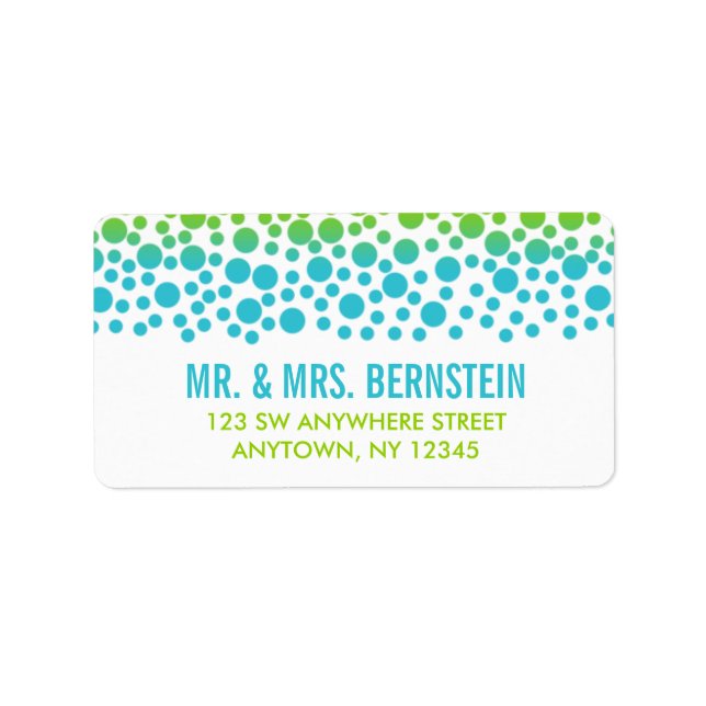 Confetti Dots Teal Lime Green Adress Adressetikett (Framsidan)