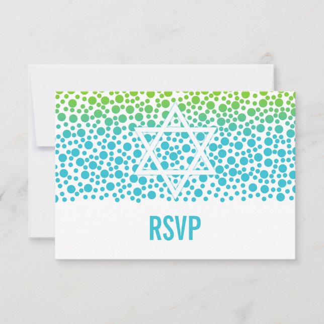 Confetti Dots Teal Lime Green Bat mitzvah OSA Kort (Framsida)
