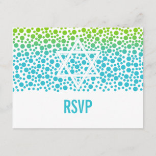 Confetti Dots Teal Lime Green Bat mitzvah OSA Kort