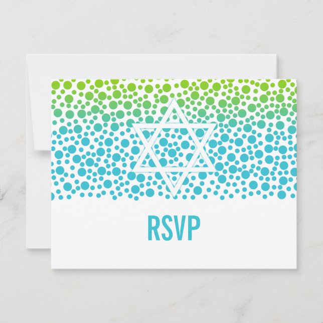 Confetti Dots Teal Lime Green Bat mitzvah OSA Kort (Framsida)