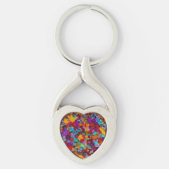 Confetti Dream Twisted Heart Silverfärgad Nyckelring (Framsidan)