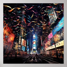 Confetti Falling on Nyårsafton i New York Poster