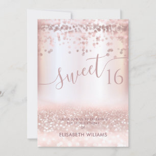 Confetti Girly ro guld glittery ombre-inbjudan Inbjudningar