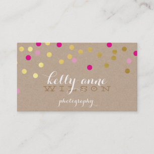 CONFETTI GLAMOROUS söt guld foil fet rosa kraft Visitkort