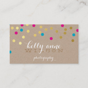 CONFETTI GLAMOROUS söt guld foil rosa aqua kraft Visitkort