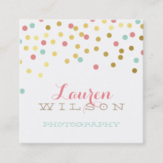 CONFETTI GLAMOROUS söt guld-folie korallat Fyrkantigt Visitkort