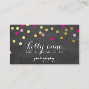 CONFETTI GLAMOROUS Söta guld rosa chalkboard Visitkort