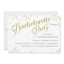 Confetti Glitter Bachelorette Party Inbjudan, guld