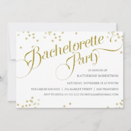 Confetti Glitter Bachelorette Party Inbjudan, guld Inbjudningar