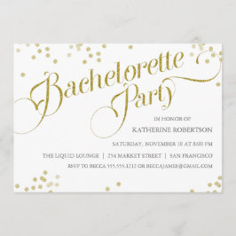 Confetti Glitter Bachelorette Party Inbjudan, guld Inbjudningar