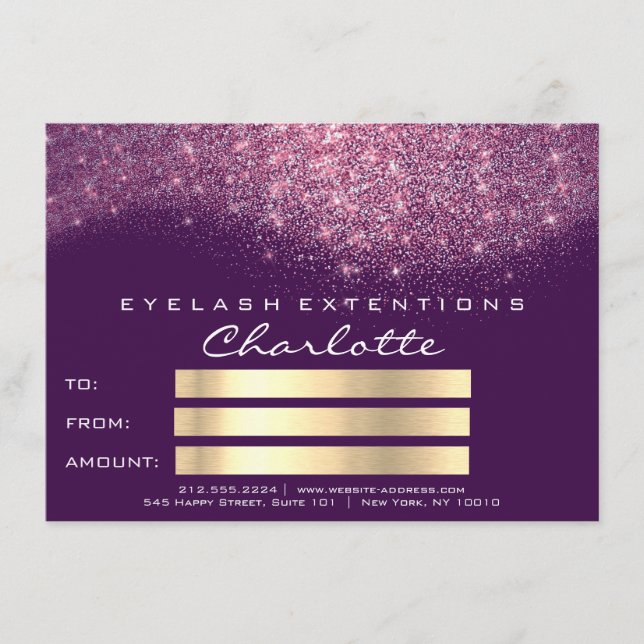 Confetti Glitter Lila Rosa Certificate Gift (Framsida)
