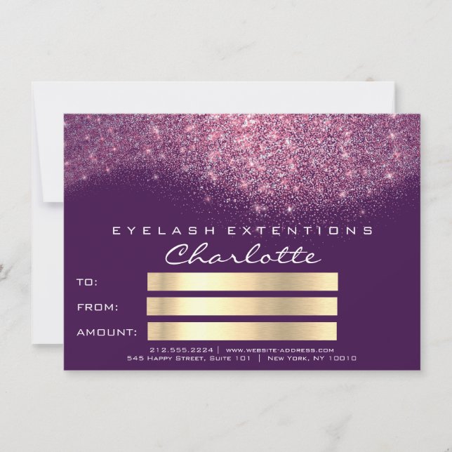 Confetti Glitter Lila Rosa Certificate Gift (Framsida)