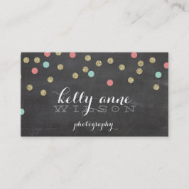 CONFETTI GLITTER Söt guld coral mint chalkboard Visitkort