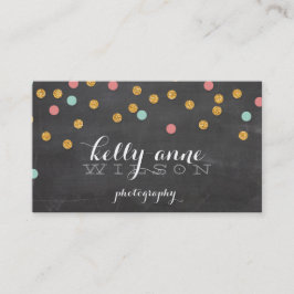 CONFETTI GLITTER Söt guld coral mint chalkboard Visitkort