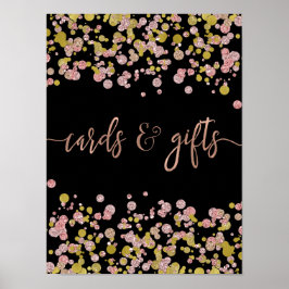 Confetti Gnistra Ro Guld Bröllopskort och gåvor Poster