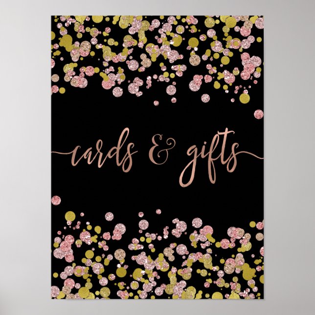 Confetti Gnistra Ro Guld Bröllopskort och gåvor Poster (Framsidan)