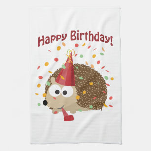 Confetti Grattis på födelsedagen Hedgehog Kökshandduk