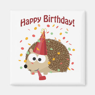Confetti Grattis på födelsedagen Hedgehog Magnet
