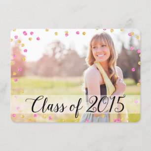 Confetti Guld Rosa Photo 2015 Studenten Inbjudningar