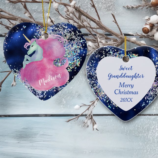 Confetti Himlar Rosa Unicorn Granddotter Julgransprydnad Keramik (Skapare uppladdad)