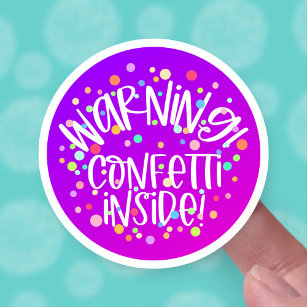 Confetti Inside Cute Warning Party Pack Business Klistermärken