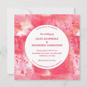Confetti Modern Rosa Watercolor Bröllop Inbjudningar