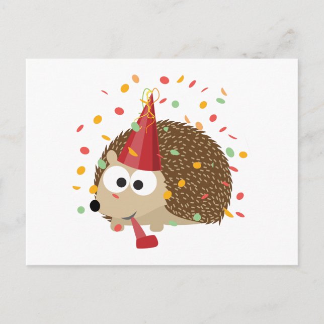 Confetti Party Hedgehog Vykort (Framsida)