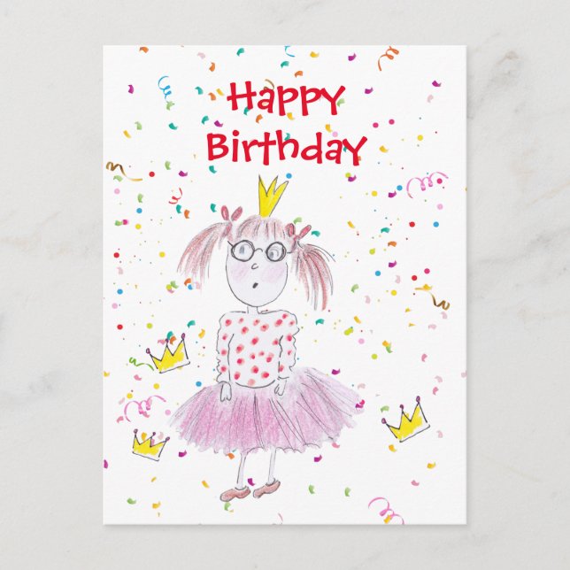 Confetti Party vit Vykort (Framsida)