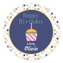 Confetti Polka Dot Personlig Birthday Stickers