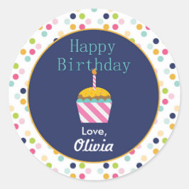 Confetti Polka Dot Personlig Birthday Stickers Runt Klistermärke