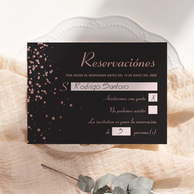 Confetti Quinceanera Spansk reservkort Inbjudningar (Skapare uppladdad)