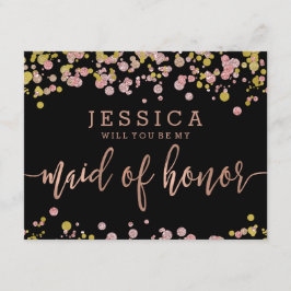 Confetti Ro Guld blir min Maid of honor Inbjudningar