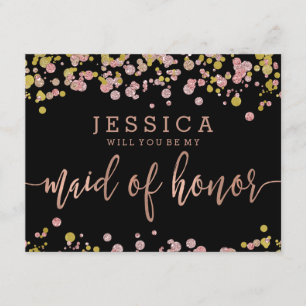 Confetti Ro Guld blir min Maid of honor Inbjudningar