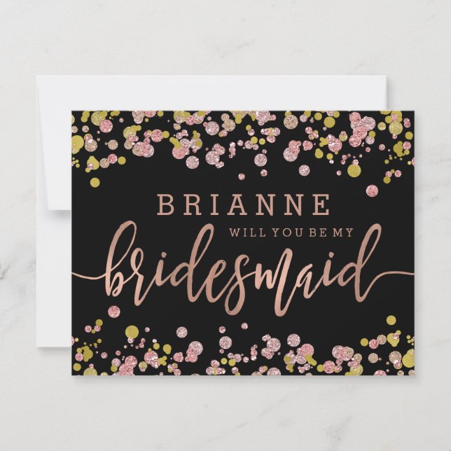 Confetti Ro Guld kommer du att bli min bridesmaid Inbjudningar (Framsida)