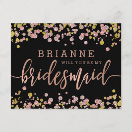Confetti Ro Guld kommer du att bli min bridesmaid Inbjudningar
