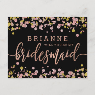Confetti Ro Guld kommer du att bli min bridesmaid Inbjudningar