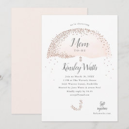 Confetti Rosa Glitter Parbrella Baby Shower Inbjudningar
