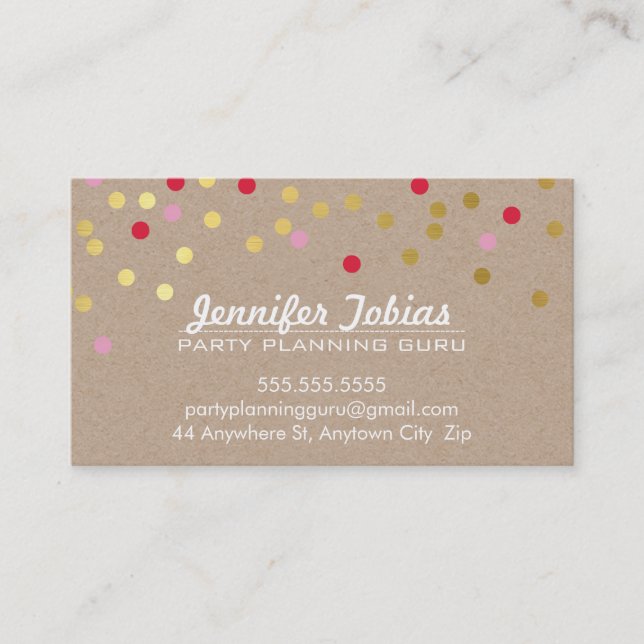 CONFETTI SPOT mönster modern guld-röd rosa Visitkort (Framsida)