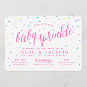 Confetti Sprinkles Baby Sprinkle-inbjudningar rosa Inbjudningar