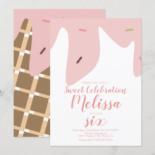 Confetti Sprinkles Dripping Ice Cream Cone Mönster Inbjudningar