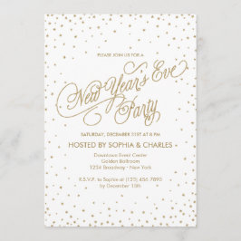 Confetti Stars Guld Glitter Nyårsafton Party Inbjudningar