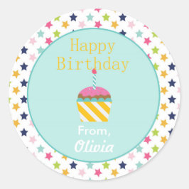 Confetti Stars Personlig Birthday Sticker Runt Klistermärke
