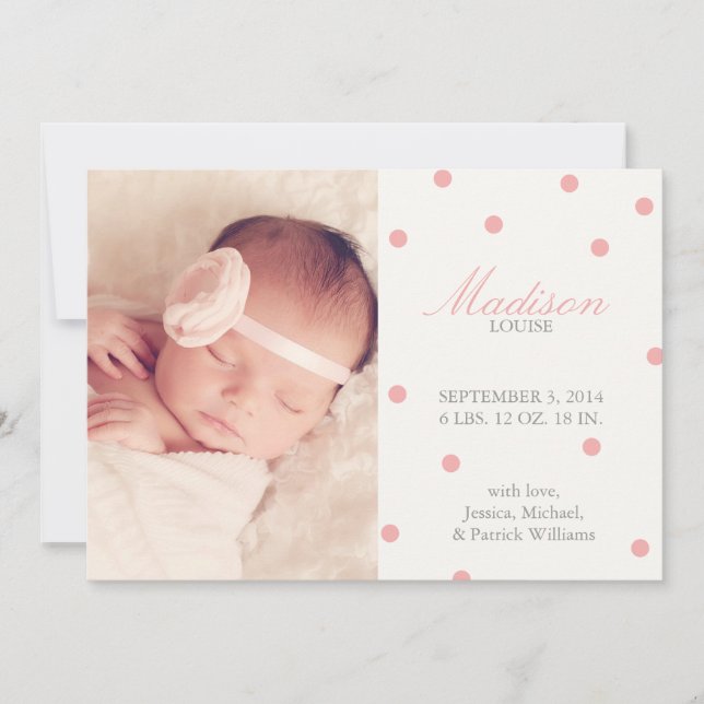 Confetti Tillkännagivande för födelse Meddelande (Framsida)