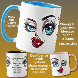 Confidence,  Add Name Message, Fabulous Eyes Face Mugg