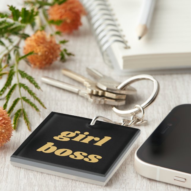 Confident Leader Stylish Text Keychain (Högra Framsidan)