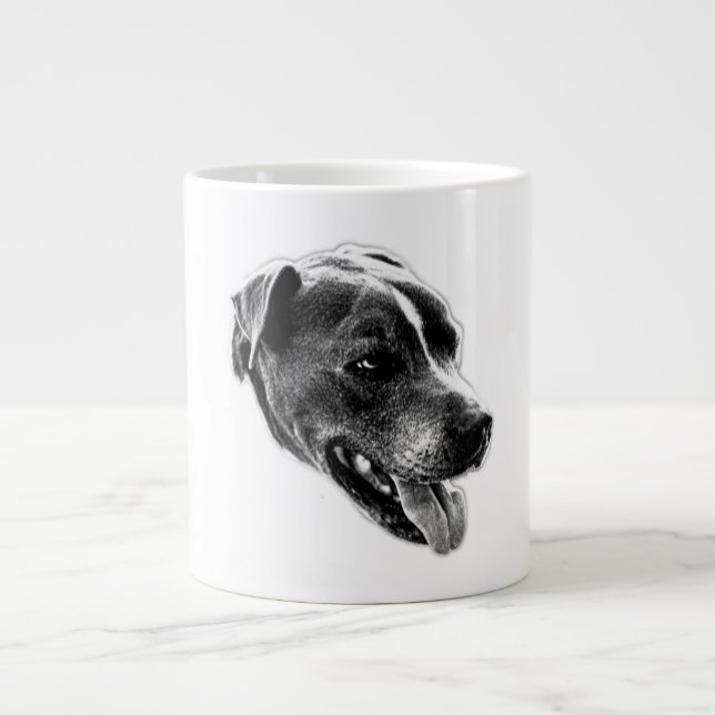 Confident Smile Pitbull Mix Porträtt Mugg Jumbo Mugg (Framsidan)