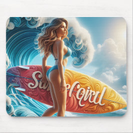 Confident Surfer Girl Walking Beach Waves Art Musmatta
